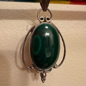 Silver Pendant with Green Stone